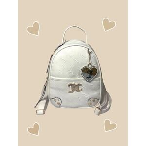 NWT Juicy Couture Backpack White All About That Bling Gold Logo